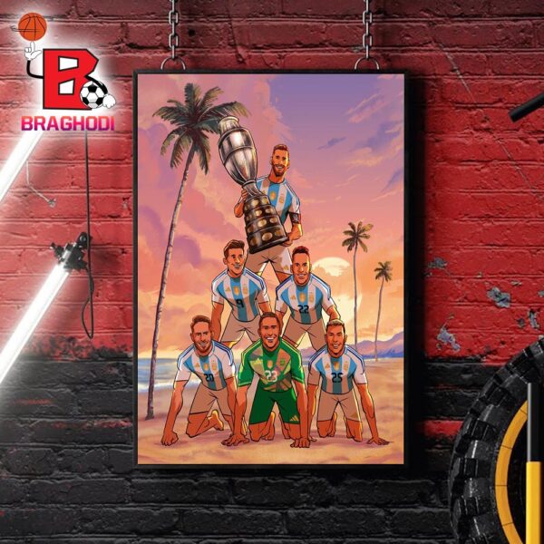 Argentina Are Copa America 2024 USA Champions Again Campeones Otra Vez GTA Style Wall Decor Poster Canvas