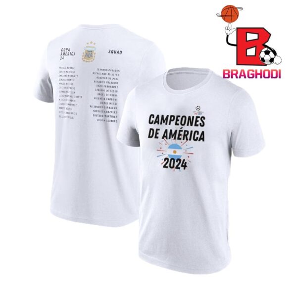 Argentina Champions Copa America Again Full Squad List 2024 Campeones De America 2024 Otra Vez Two Sides Classic T-Shirt