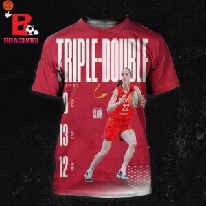 In Her 22nd Professional Game Caitlin Clark Recorded The First Triple-double By A Rookie In WNBA 2024 All Over Print Shirt