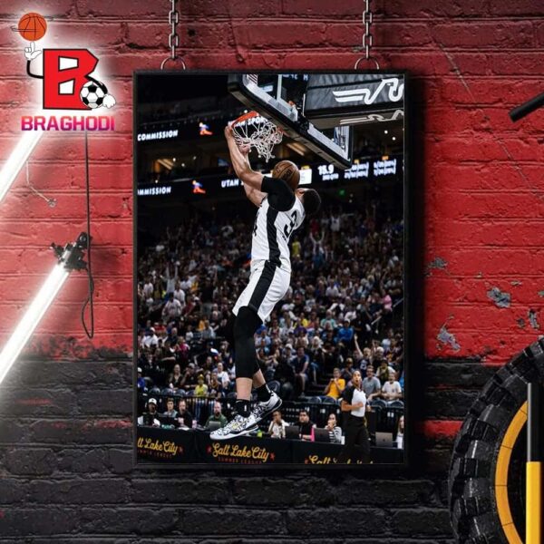 Kenneth Lofton Jr Incredible Dunk In Match Jazz Vs Gizzlies Salt Lake City Summer League 2024 Home Decor Poster Canvas