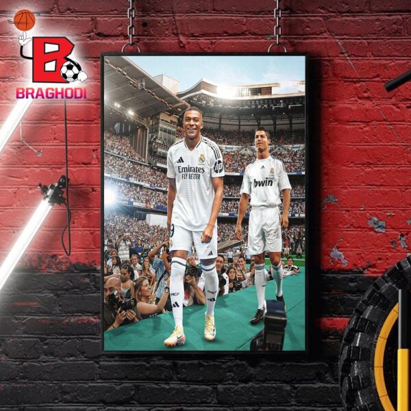 Kylian Mbappe And Cristiano Ronaldo Only Two Players To Be Presented At Real Madrid In Front Of 80000 People Home Decor Poster Canvas