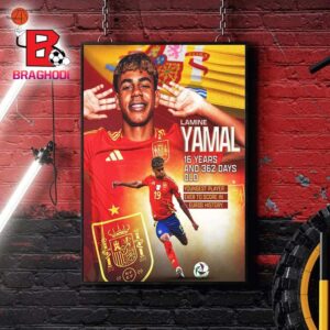 Lamine Yamal 16 Years Old Became The Youngest Player To Score In Euro History With Goal For Spain In Semi Final Home Decor Poster Canvas