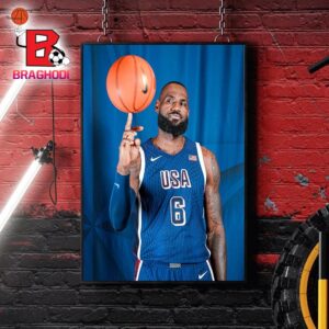 LeOlympics Lebron James In USA Basketball Team Uniform 2024 Comeback To Olympic Paris 2024 Home Decor Poster Canvas