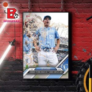 Seth Lugo Kansas City Royals 2024 MLB Topps Now Dominant Pitching Results In 1st Career Complete Game Home Decor Poster Canvas