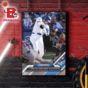 Shohei Ohtani Los Angeles Dodgers 2024 MLB Topps Now 2nd Longest HR At Dodger Stadium In The Statcast Era Home Decor Poster Canvas