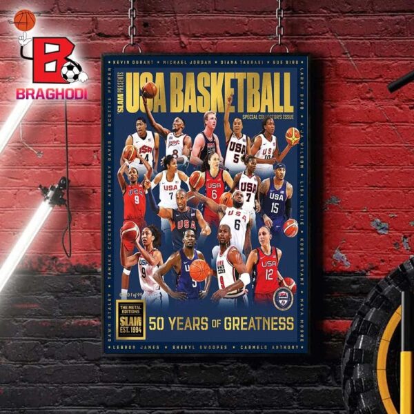 Slam Magazine Presents USA Basketball Special Collector’s Issue Gold Metal Editions 50 Years Of Greatness Home Decor Poster Canvas