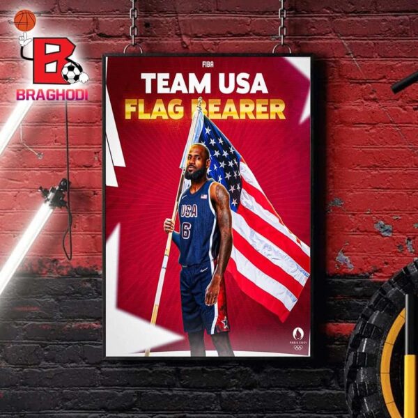 Two-time Olympic Gold Medalist King James Has Been Selected As Men’s Flag Bearer For The For Team USA Home Decor Poster Canvas