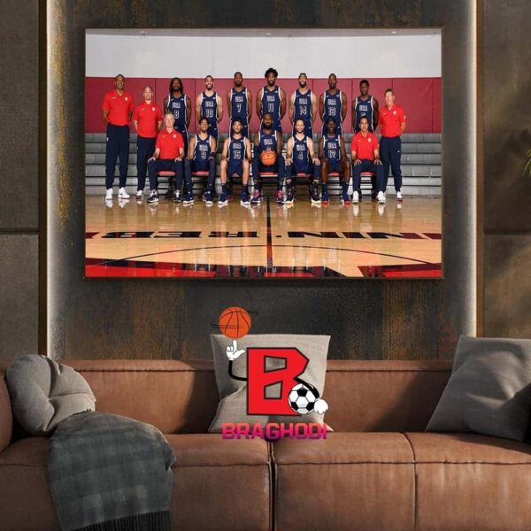 USA Basketball National Team At Olympic Paris 2024 With 12 Players And Coach Staff In Training Camp For Olympic Home Decor Poster Canvas