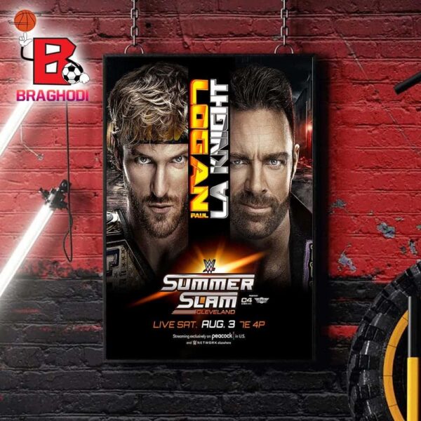 WWE Summer Slam 2024 Real LA Knight Will Challenge Logan Paul For The United States Championship At Cleveland On Aug 3rd Home Decor Poster Canvas