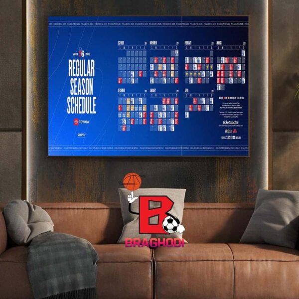 Philadelphia 76ers Release Official 2024-2025 NBA Regular Season Schedule Wall Decor Poster Canvas